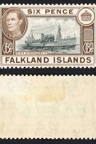 Falkland Is SG155a KGVI 6d Black and sepia M/M Cat 8 pounds