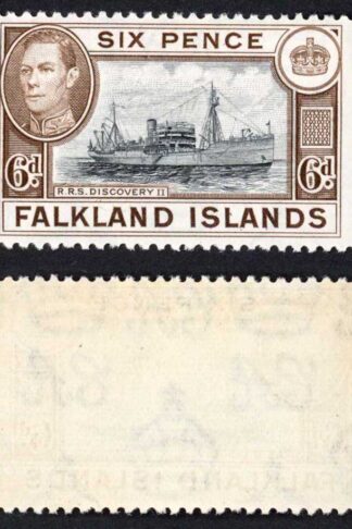 Falkland Is SG155a KGVI 6d Black and sepia M/M Cat 8 pounds