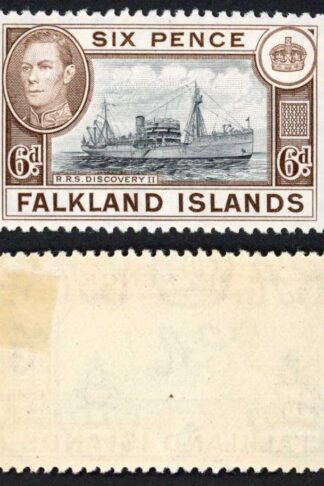 Falkland Is SG155a KGVI 6d Black and sepia M/M Cat 8 pounds