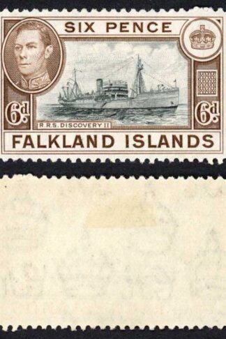 Falkland Is SG155a KGVI 6d Black and sepia M/M Cat 8 pounds