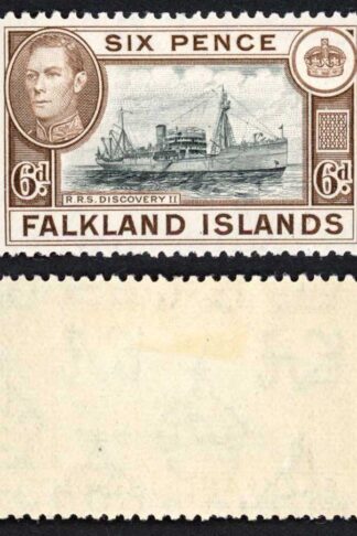 Falkland Is SG155a KGVI 6d Black and sepia M/M Cat 8 pounds