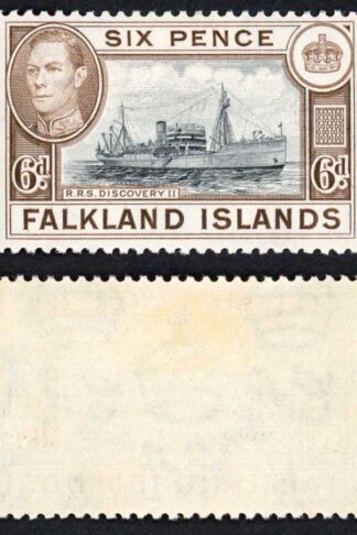 Falkland Is SG155a KGVI 6d Black and sepia M/M Cat 8 pounds