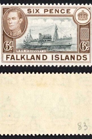 Falkland Is SG155a KGVI 6d Black and sepia M/M Cat 8 pounds