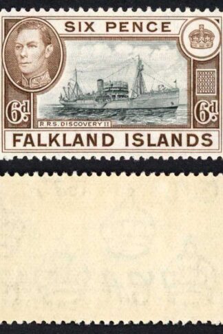 Falkland Is SG155a KGVI 6d Black and sepia M/M Cat 8 pounds