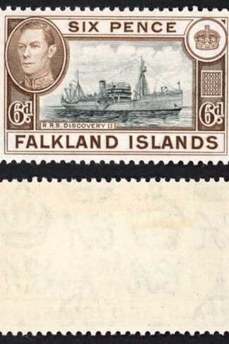 Falkland Is SG155a KGVI 6d Black and sepia M/M Cat 8 pounds