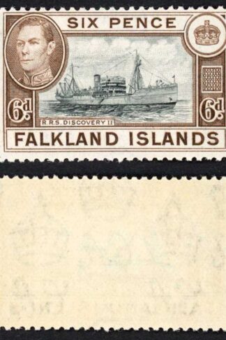 Falkland Is SG155a KGVI 6d Black and sepia M/M Cat 8 pounds