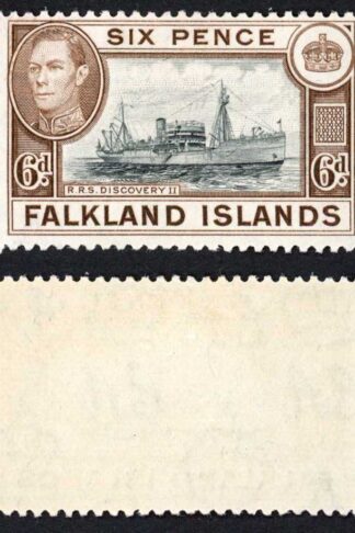 Falkland Is SG155a KGVI 6d Black and sepia M/M Cat 8 pounds