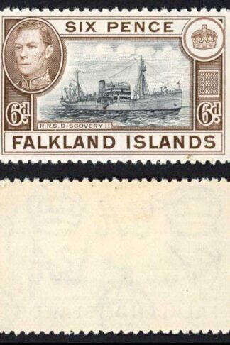 Falkland Is SG155a KGVI 6d Black and sepia M/M Cat 8 pounds