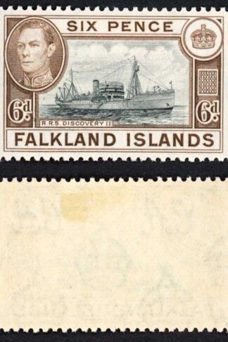 Falkland Is SG155a KGVI 6d Black and sepia M/M Cat 8 pounds