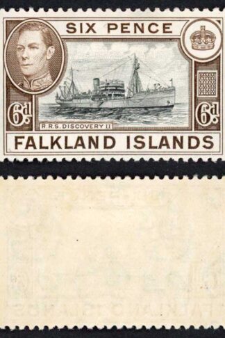 Falkland Is SG155a KGVI 6d Black and sepia M/M Cat 8 pounds