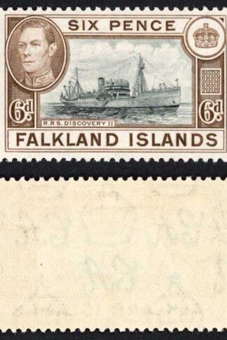 Falkland Is SG155a KGVI 6d Black and sepia M/M Cat 8 pounds