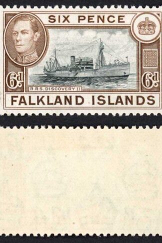 Falkland Is SG155a KGVI 6d Black and sepia M/M Cat 8 pounds