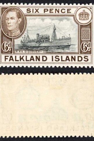 Falkland Is SG155a KGVI 6d Black and sepia M/M Cat 8 pounds