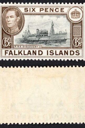 Falkland Is SG155a KGVI 6d Black and sepia M/M Cat 8 pounds