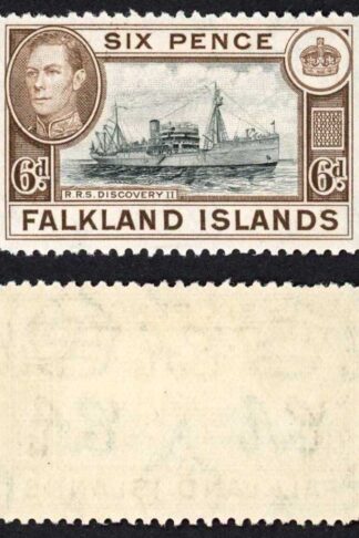 Falkland Is SG155a KGVI 6d Black and sepia M/M Cat 8 pounds