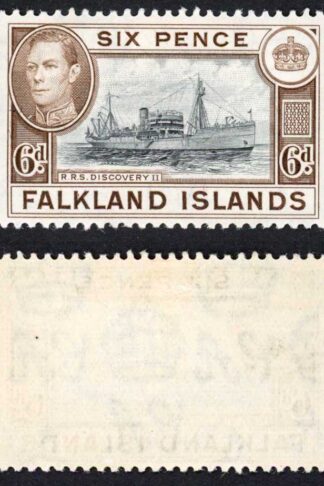 Falkland Is SG155a KGVI 6d Black and sepia M/M Cat 8 pounds