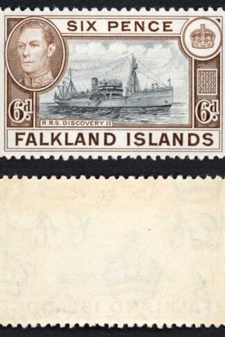 Falkland Is SG155a KGVI 6d Black and sepia M/M Cat 8 pounds