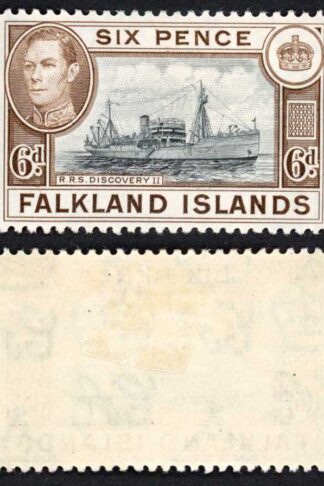 Falkland Is SG155a KGVI 6d Black and sepia M/M Cat 8 pounds
