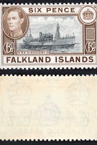 Falkland Is SG155a KGVI 6d Black and sepia M/M Cat 8 pounds