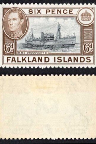 Falkland Is SG155a KGVI 6d Black and sepia M/M Cat 8 pounds