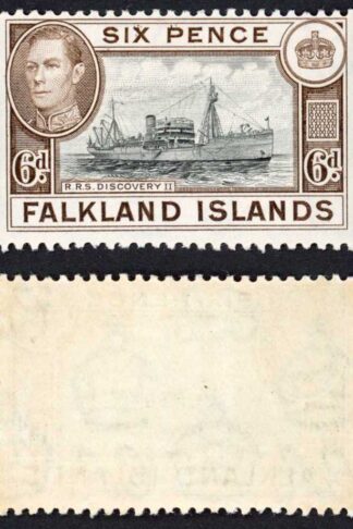 Falkland Is SG155a KGVI 6d Black and sepia M/M Cat 8 pounds