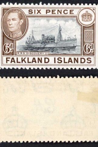 Falkland Is SG155a KGVI 6d Black and sepia M/M Cat 8 pounds