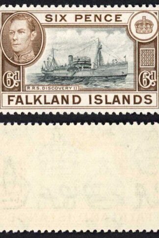 Falkland Is SG155a KGVI 6d Black and sepia M/M Cat 8 pounds