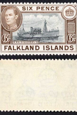 Falkland Is SG155a KGVI 6d Black and sepia M/M Cat 8 pounds