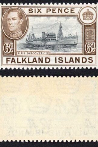 Falkland Is SG155a KGVI 6d Black and sepia M/M Cat 8 pounds