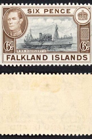 Falkland Is SG155a KGVI 6d Black and sepia M/M Cat 8 pounds