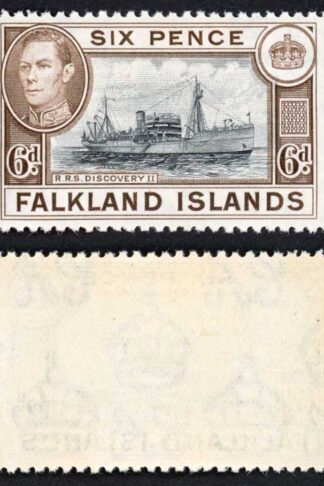 Falkland Is SG155a KGVI 6d Black and sepia M/M Cat 8 pounds