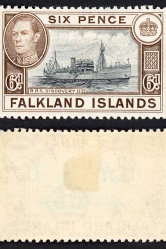 Falkland Is SG155a KGVI 6d Black and sepia M/M Cat 8 pounds