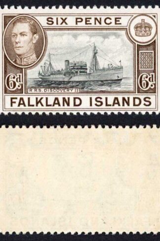Falkland Is SG155a KGVI 6d Black and sepia M/M Cat 8 pounds