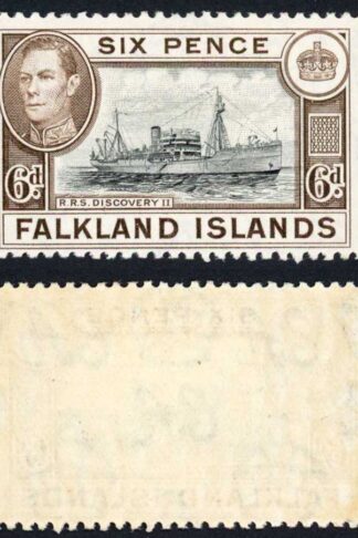 Falkland Is SG155a KGVI 6d Black and sepia M/M Cat 8 pounds