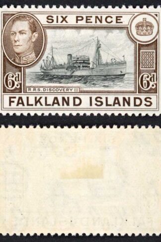 Falkland Is SG155a KGVI 6d Black and sepia M/M Cat 8 pounds