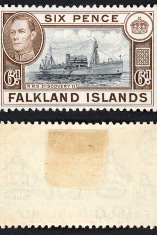 Falkland Is SG155a KGVI 6d Black and sepia M/M Cat 8 pounds