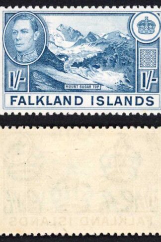 Falkland Is SG158b KGVI 1/- Dull Blue M/M Cat 38 pounds
