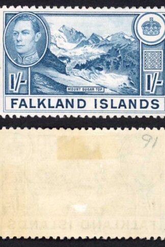 Falkland Is SG158b KGVI 1/- Dull Blue M/M Cat 38 pounds