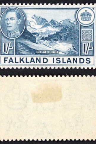 Falkland Is SG158b KGVI 1/- Dull Blue M/M Cat 38 pounds