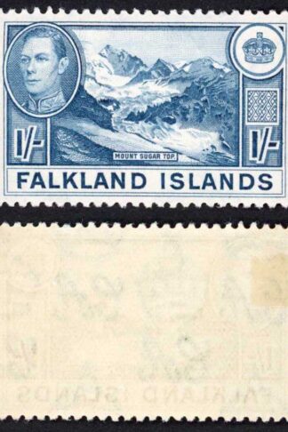 Falkland Is SG158b KGVI 1/- Dull Blue M/M Cat 38 pounds