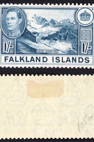 Falkland Is SG158b KGVI 1/- Dull Blue M/M Cat 38 pounds