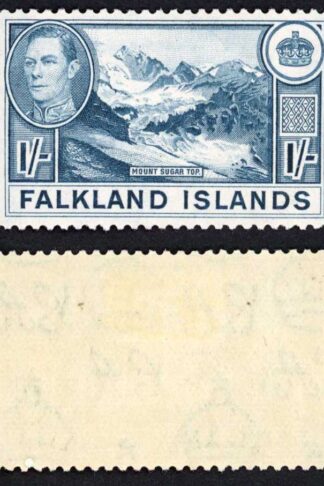 Falkland Is SG158b KGVI 1/- Dull Blue M/M Cat 38 pounds