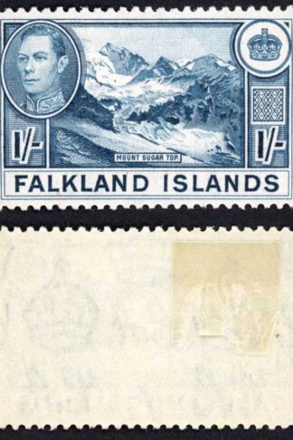 Falkland Is SG158b KGVI 1/- Dull Blue M/M Cat 38 pounds