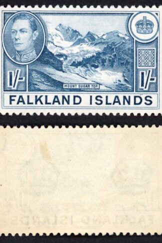 Falkland Is SG158b KGVI 1/- Dull Blue M/M Cat 38 pounds