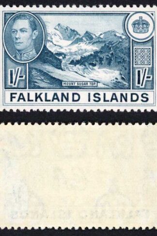 Falkland Is SG158b KGVI 1/- Dull Blue M/M Cat 38 pounds