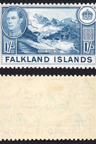 Falkland Is SG158b KGVI 1/- Dull Blue M/M Cat 38 pounds