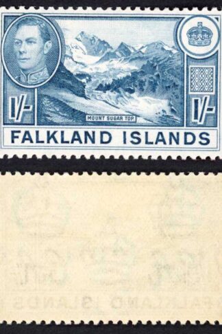 Falkland Is SG158b KGVI 1/- Dull Blue M/M Cat 38 pounds