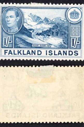 Falkland Is SG158b KGVI 1/- Dull Blue M/M Cat 38 pounds