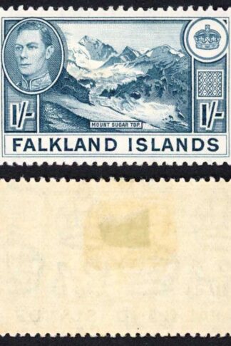 Falkland Is SG158b KGVI 1/- Dull Blue M/M Cat 38 pounds
