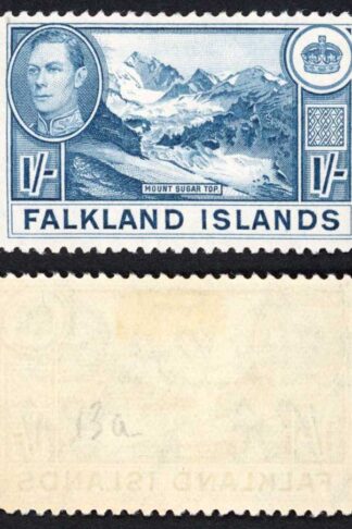 Falkland Is SG158b KGVI 1/- Dull Blue M/M Cat 38 pounds